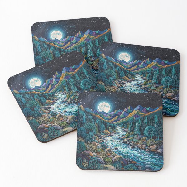 Item preview, Moonlight Over A Mountain Stream designed and sold by Home Decor Art.