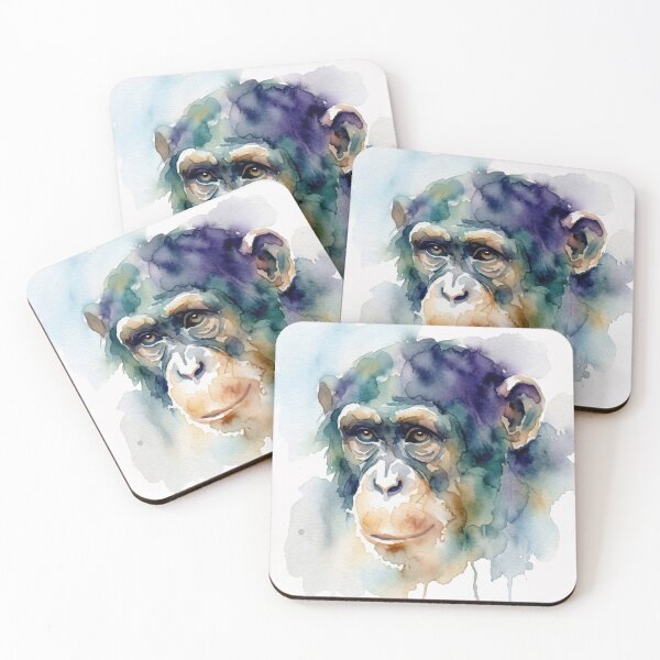 Item preview, Chimpanzee, Indigo Teal Downward Gaze designed and sold by caracatita75.