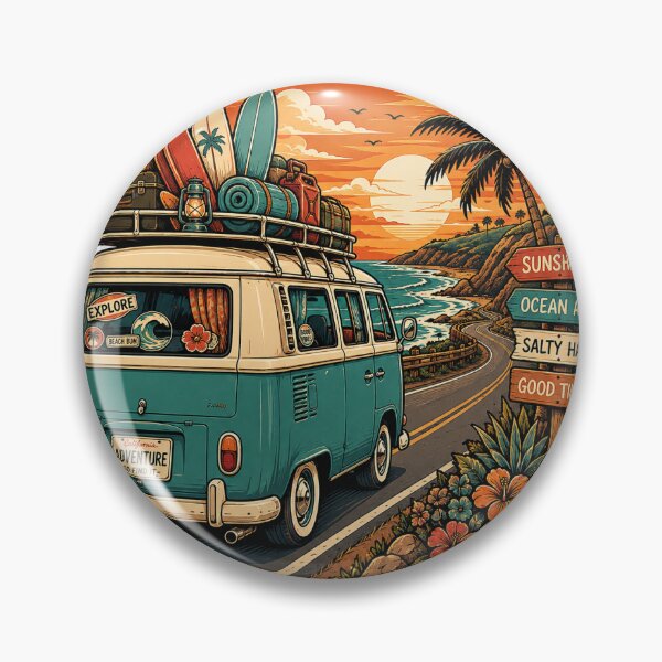Item preview, Vintage Surf Van Summer Road Trip Sticker designed and sold by InkPixell.