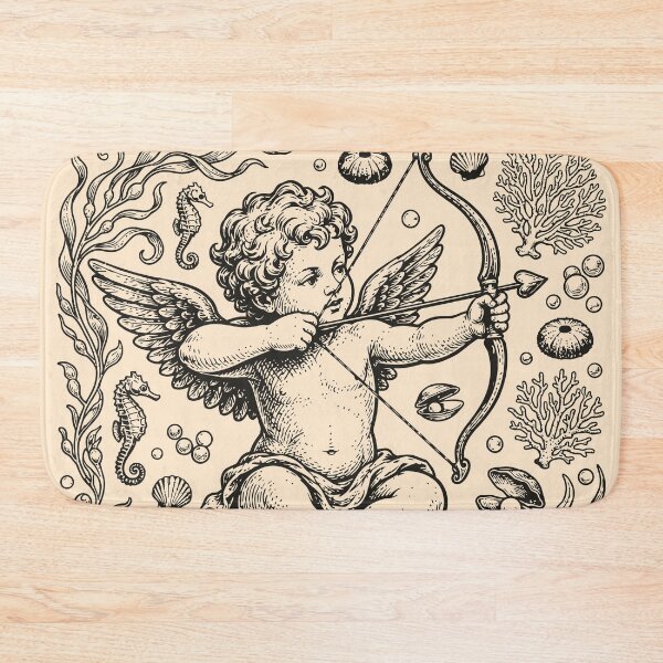 Item preview, Cupid Shells Vintage Linocut Nautical Marine Aesthetic designed and sold by Y-Vibes.