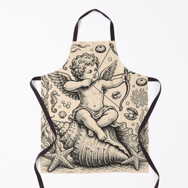 Item preview, Cupid Shells Vintage Linocut Nautical Marine Aesthetic designed and sold by Y-Vibes.