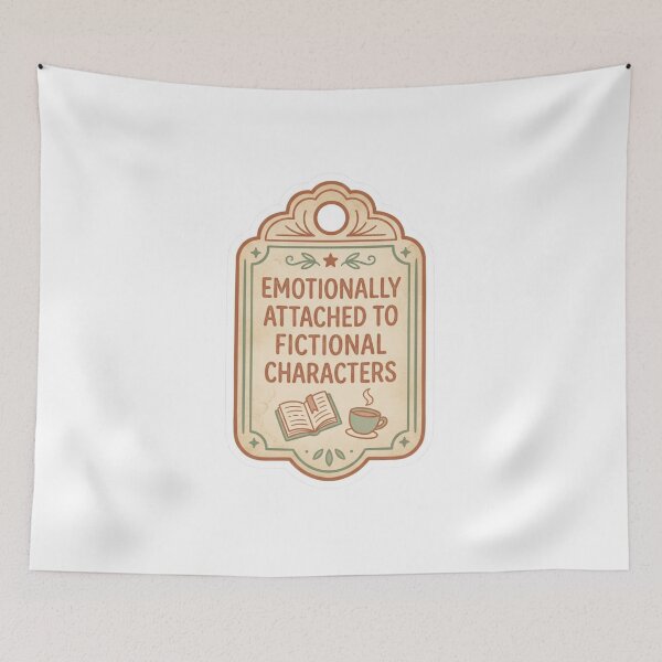 Item preview, Emotionally Attached To Fictional Characters Vintage Hotel Keytag Sticker, BookTok Kindle Decal designed and sold by KreatoLab.