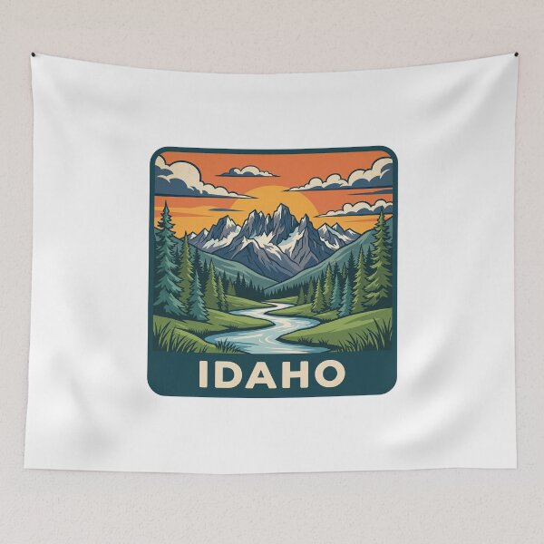 Item preview, Retro Idaho Rocky Mountains River Valley Travel Art designed and sold by Paper Drip.