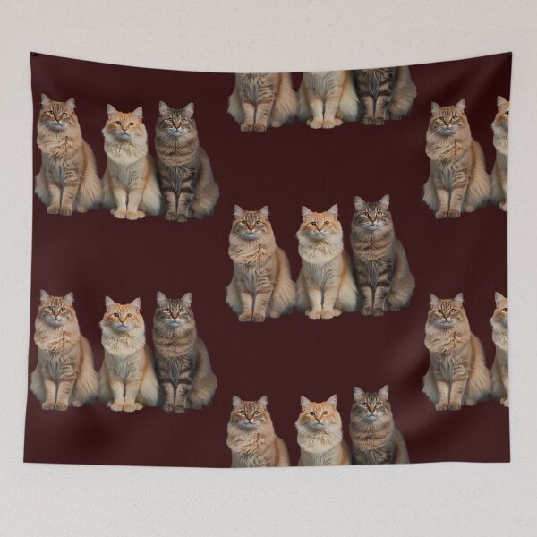 Item preview, Fluffy long-haired cats trio designed and sold by Agnisherl.