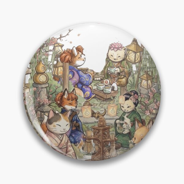 Item preview, Spirit Tea Garden Festival - Vintage Kitsune & Yokai Cats designed and sold by The Kawaii Forge.