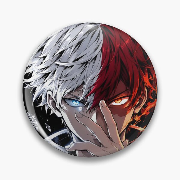 Item preview, Dual Element Ice Fire Warrior – Half Ice Half Flame Anime-Inspired Artwork designed and sold by Dyan4.