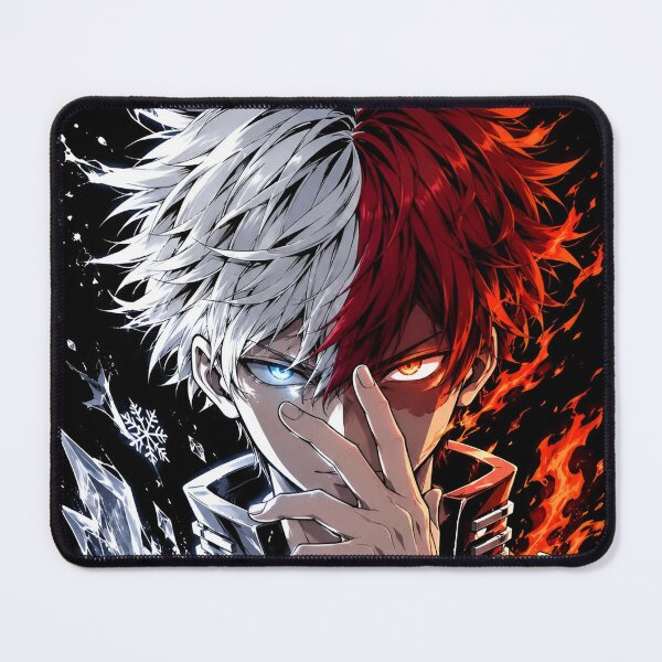 Item preview, Dual Element Ice Fire Warrior – Half Ice Half Flame Anime-Inspired Artwork designed and sold by Dyan4.