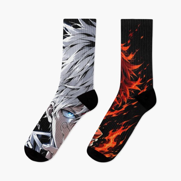 Item preview, Dual Element Ice Fire Warrior – Half Ice Half Flame Anime-Inspired Artwork designed and sold by Dyan4.