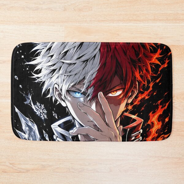 Item preview, Dual Element Ice Fire Warrior – Half Ice Half Flame Anime-Inspired Artwork designed and sold by Dyan4.