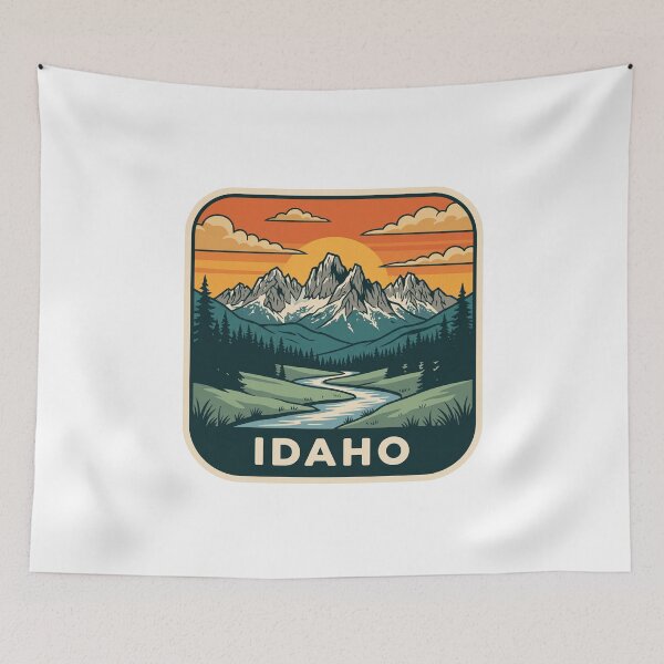 Item preview, Retro Idaho Rocky Mountains River Valley Travel Art designed and sold by Paper Drip.