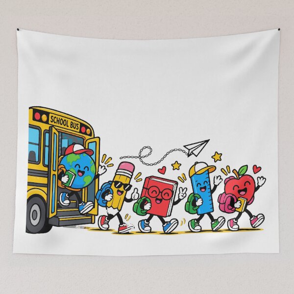 Item preview, Copy of Cute Back to School Crew School Supplies Exiting The School Bus T-shirt Sticker designed and sold by Sunday.Supply.