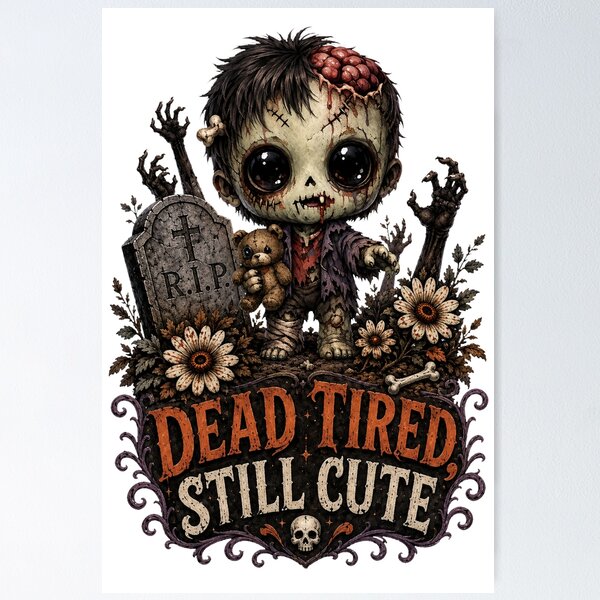 Item preview, Dead Tired, Still Cute - Funny Zombie Halloween designed and sold by Kromia.