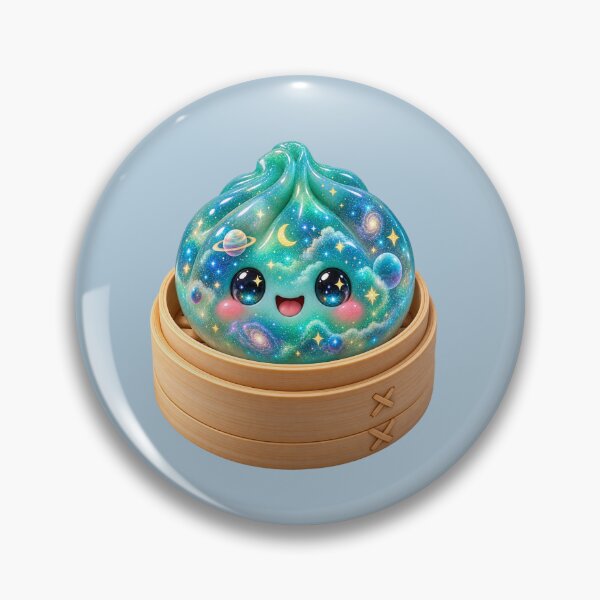 Item preview, Cute Turquoise Galaxy Dumpling Bao Bun in Bamboo Steamer | Kawaii Cosmic Asian Food  designed and sold by Moons Studio.