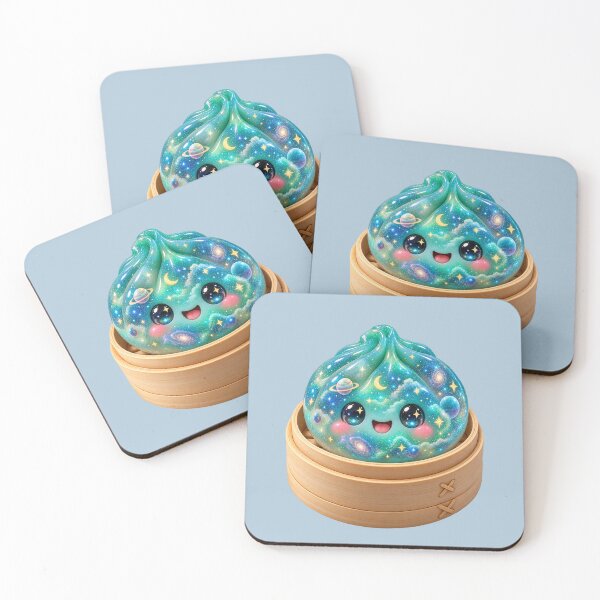 Item preview, Cute Turquoise Galaxy Dumpling Bao Bun in Bamboo Steamer | Kawaii Cosmic Asian Food  designed and sold by Moons Studio.