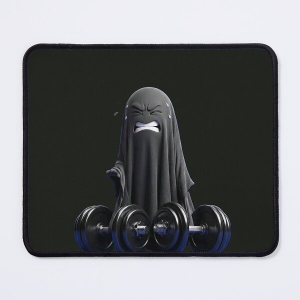 Item preview, Gym Ghost Workout Struggle - Funny Black Sheet Ghost Lifting Dumbbells - Fitness Humor designed and sold by GrimNest.