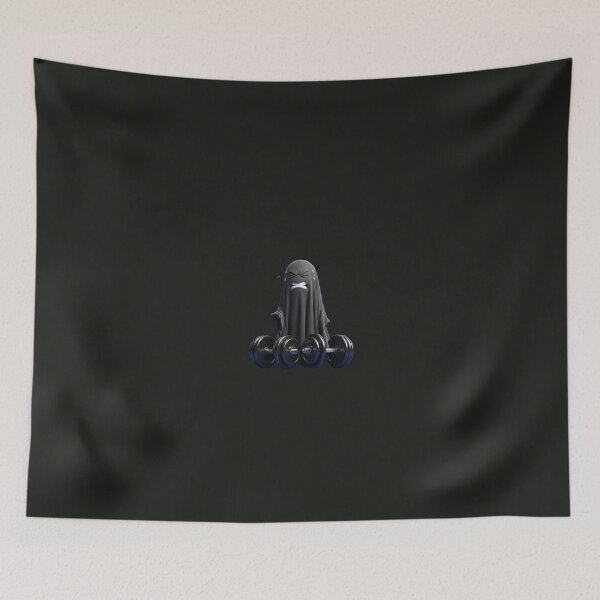 Item preview, Gym Ghost Workout Struggle - Funny Black Sheet Ghost Lifting Dumbbells - Fitness Humor designed and sold by GrimNest.