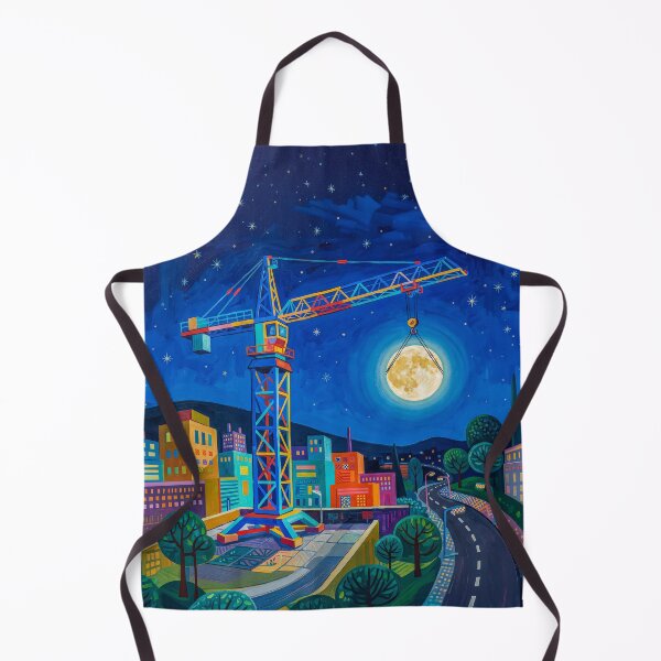 Artikelvorschau, Construction Crane Holding A Full Moon Pop Art entworfen und verkauft von Home Decor Art.