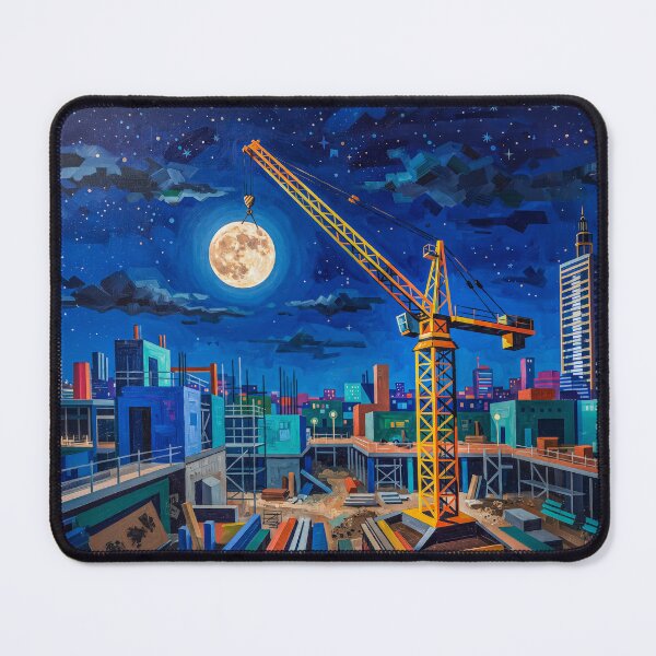 Item preview, Construction Crane Holding A Full Moon Pop Art designed and sold by Home Decor Art.