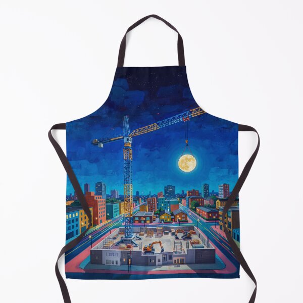Artikelvorschau, Construction Crane Holding A Full Moon Pop Art entworfen und verkauft von Home Decor Art.