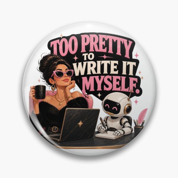 Item preview, Too Pretty to Write It Myself Funny AI Girl Boss Design designed and sold by CharismaticMindArt.