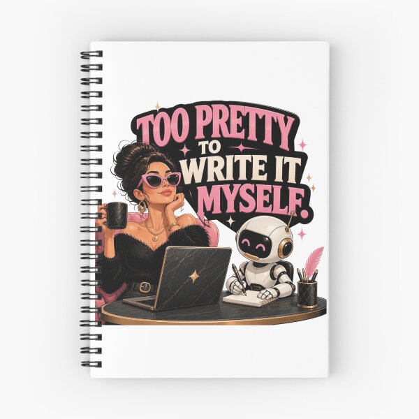 Item preview, Too Pretty to Write It Myself Funny AI Girl Boss Design designed and sold by CharismaticMindArt.