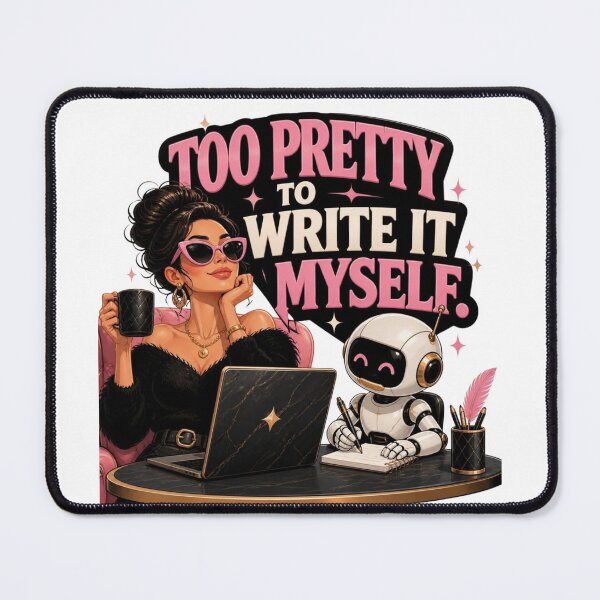 Item preview, Too Pretty to Write It Myself Funny AI Girl Boss Design designed and sold by CharismaticMindArt.