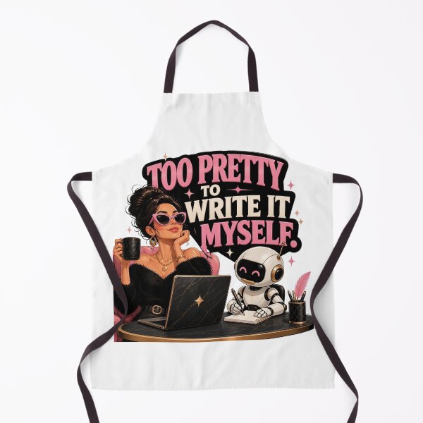 Item preview, Too Pretty to Write It Myself Funny AI Girl Boss Design designed and sold by CharismaticMindArt.