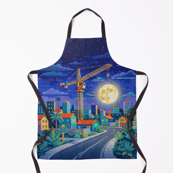 Artikelvorschau, Construction Crane Holding A Full Moon Pop Art entworfen und verkauft von Home Decor Art.