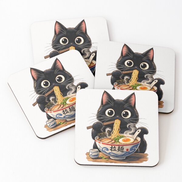 Item preview, Kawaii Ramen Cat Retro Japanese designed and sold by justsomeweird.