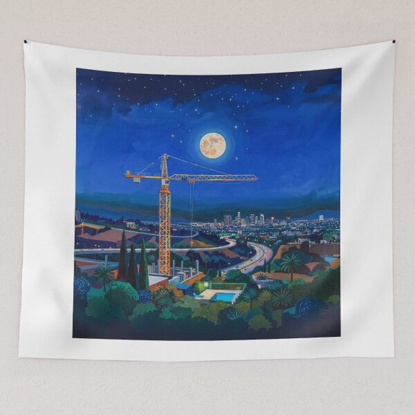 Item preview, Construction Crane A Full Moon Pop Art designed and sold by Home Decor Art.