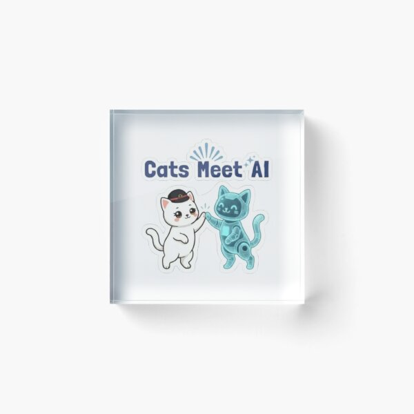 Item preview, Cats Meet AI Cute Cat & Robot High Five Vector designed and sold by PrintforDesign.