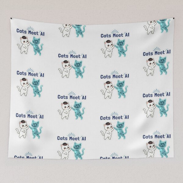 Item preview, Cats Meet AI Cute Cat & Robot High Five Vector designed and sold by PrintforDesign.