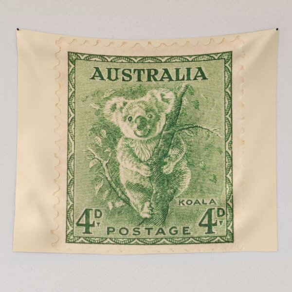 Item preview, Vintage Australian Koala Postage Stamp Art designed and sold by WanderingLife.
