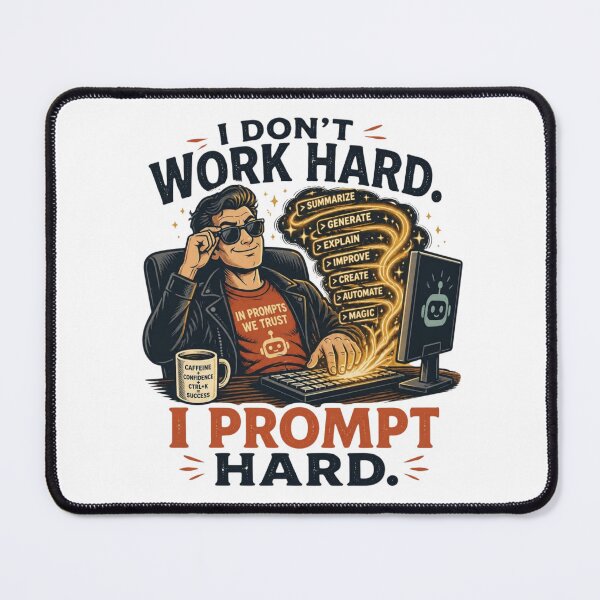 Item preview, I Don't Work Hard I Prompt Hard Funny Design designed and sold by CharismaticMindArt.