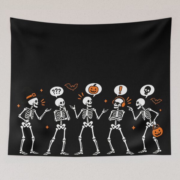 Artikelvorschau, Funny Skeletons Talking Halloween Crew T-shirt Sticker entworfen und verkauft von Sunday.Supply.
