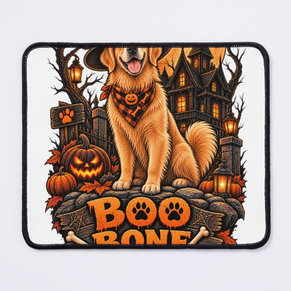 Item preview, Boo Bone Bark Halloween Golden Retriever | Witch Pumpkin Dog designed and sold by KnrNazimTHRE4DS.