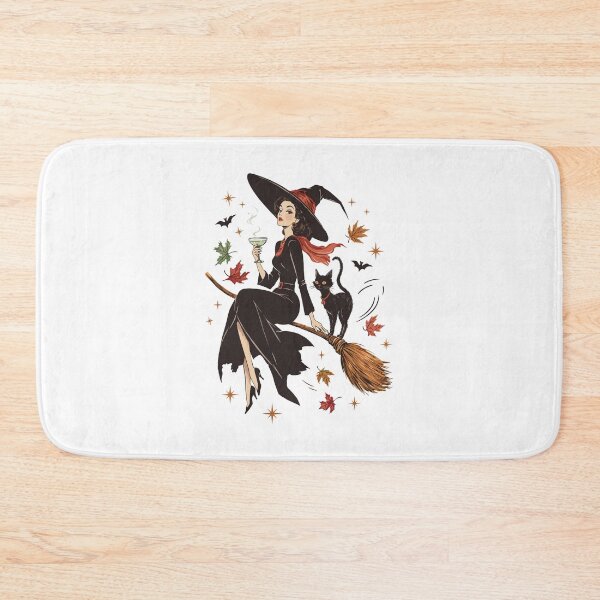 Item preview, Retro Witch on Broomstick Halloween Art designed and sold by phoebelevine.