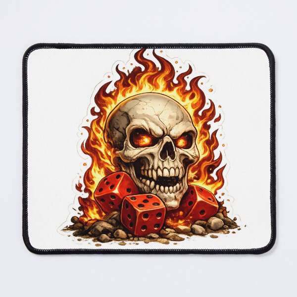 Item preview, Flaming Skull and Dice Dark Gaming designed and sold by CreativeMindsetLab.