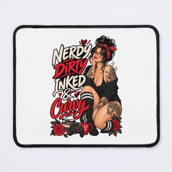 Item preview, Nerdy Dirty Inked And Curvy Gothic Vintage Badge Tattoo Curvy Girl designed and sold by ZIGLWORKS.