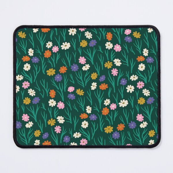 Item preview, Cosmos Flowers in Rainbow Hues on Dark Green designed and sold by Ema Tudose.