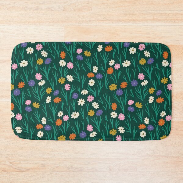 Item preview, Cosmos Flowers in Rainbow Hues on Dark Green designed and sold by Ema Tudose.