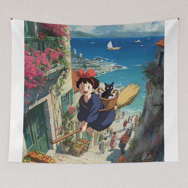 Item preview, Cute kawaii girl [[kiki's]] -%[ghiblis]%- flying aways on city designed and sold by pryielvart.
