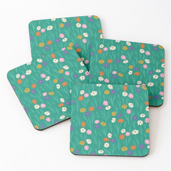 Item preview, Cosmos Flowers in Rainbow Hues on Jade designed and sold by Ema Tudose.