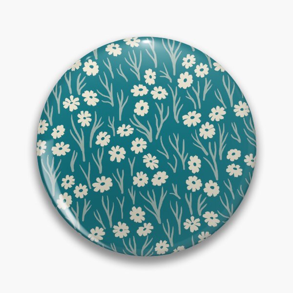 Item preview, Cosmos Flowers in Cream on Teal Blue designed and sold by Ema Tudose.