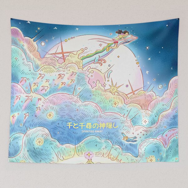 Item preview, Cute girl [[chihiros]] go -%[ghiblis]%- flying aways dragon to sky designed and sold by pryielvart.