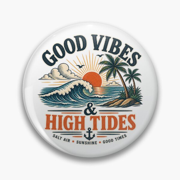 Item preview, Good Vibes & High Tides Vintage Beach T-Shirt Design designed and sold by 50Pxels.