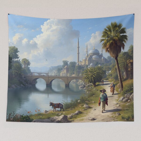 Item preview, Majestic river landscape mosque designed and sold by Sigtrix.