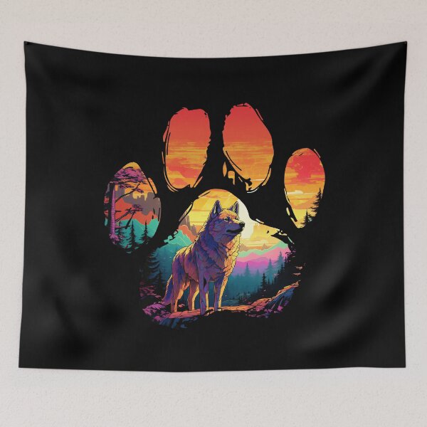 Item preview, Funny Korean Jindo Paw Synthwave Mountain Tree Mom Dad Kids designed and sold by rafaeltto.
