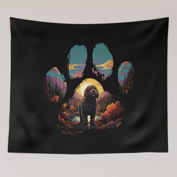 Item preview, Funny Labradoodle Paw Synthwave Mountain Tree Mom Dad Kids designed and sold by rafaeltto.