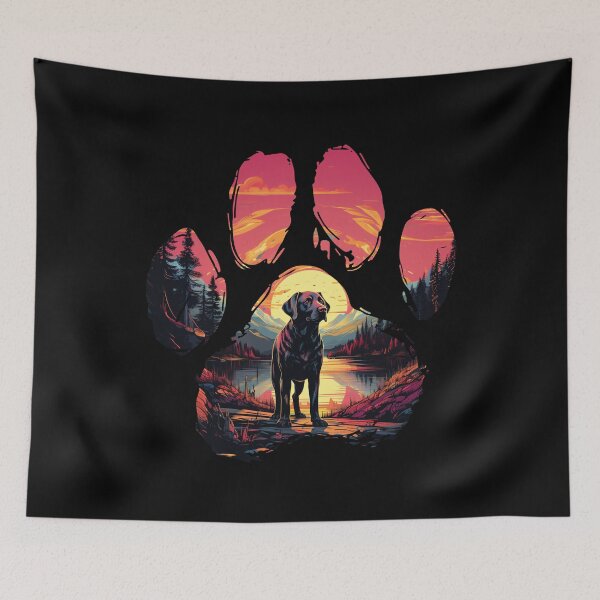 Item preview, Funny Labrador Retriever Paw Synthwave Mountain Tree Mom Dad Kids designed and sold by rafaeltto.